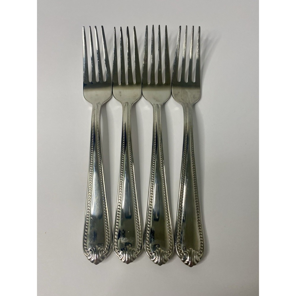Lenox BEAD 18/10 Stainless Salad Forks 7" Glossy Beaded Plume Tip #6